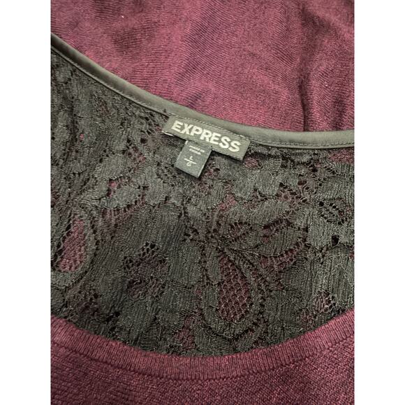 Express Purple Dolman Sleeve Sweater Top with Lace Back – Size L - Picture 3 of 3